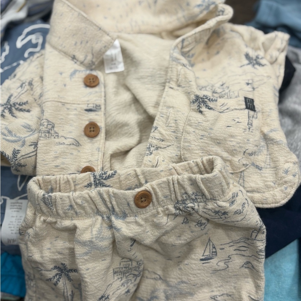 H&M Blue Dinosaur Print Baby Romper